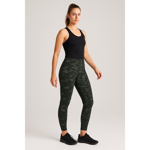 Fabletics PowerHold Camo Leggings Women’s Sz S Green Compression Activewear - Picture 1 of 12